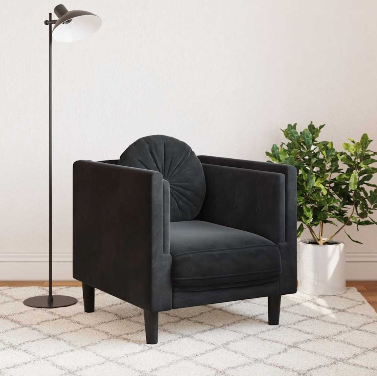 Fauteuil Roos - fluweel - met kussen