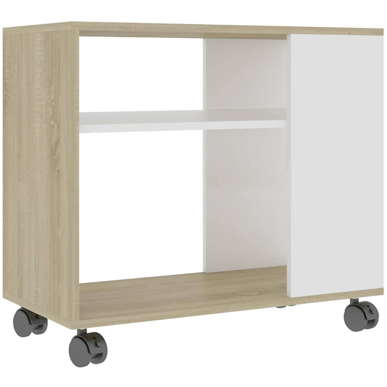 Bijzettafel Benjamin - bewerkt hout - met wieletjes