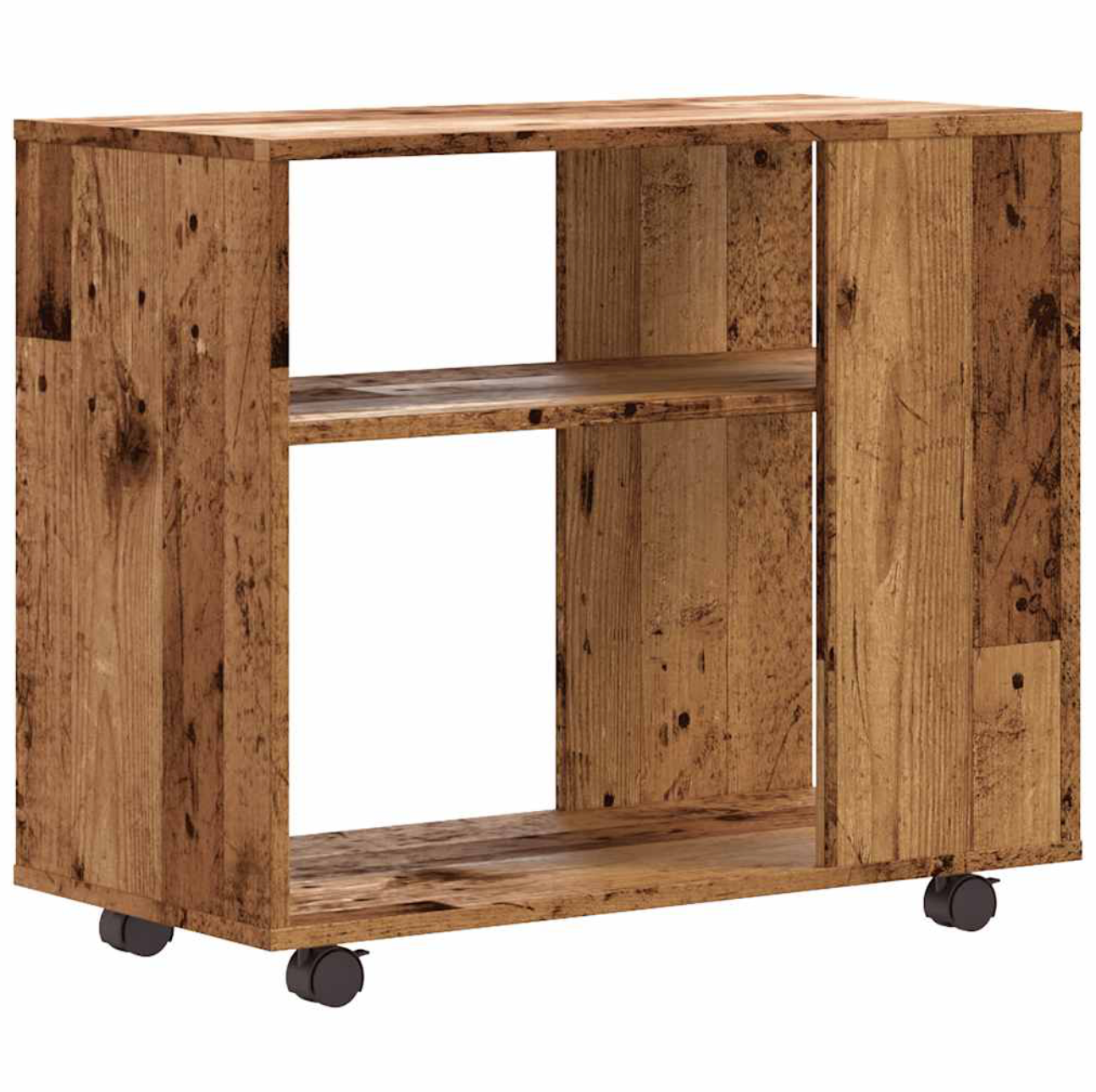Bijzettafel Benjamin - bewerkt hout - met wieletjes
