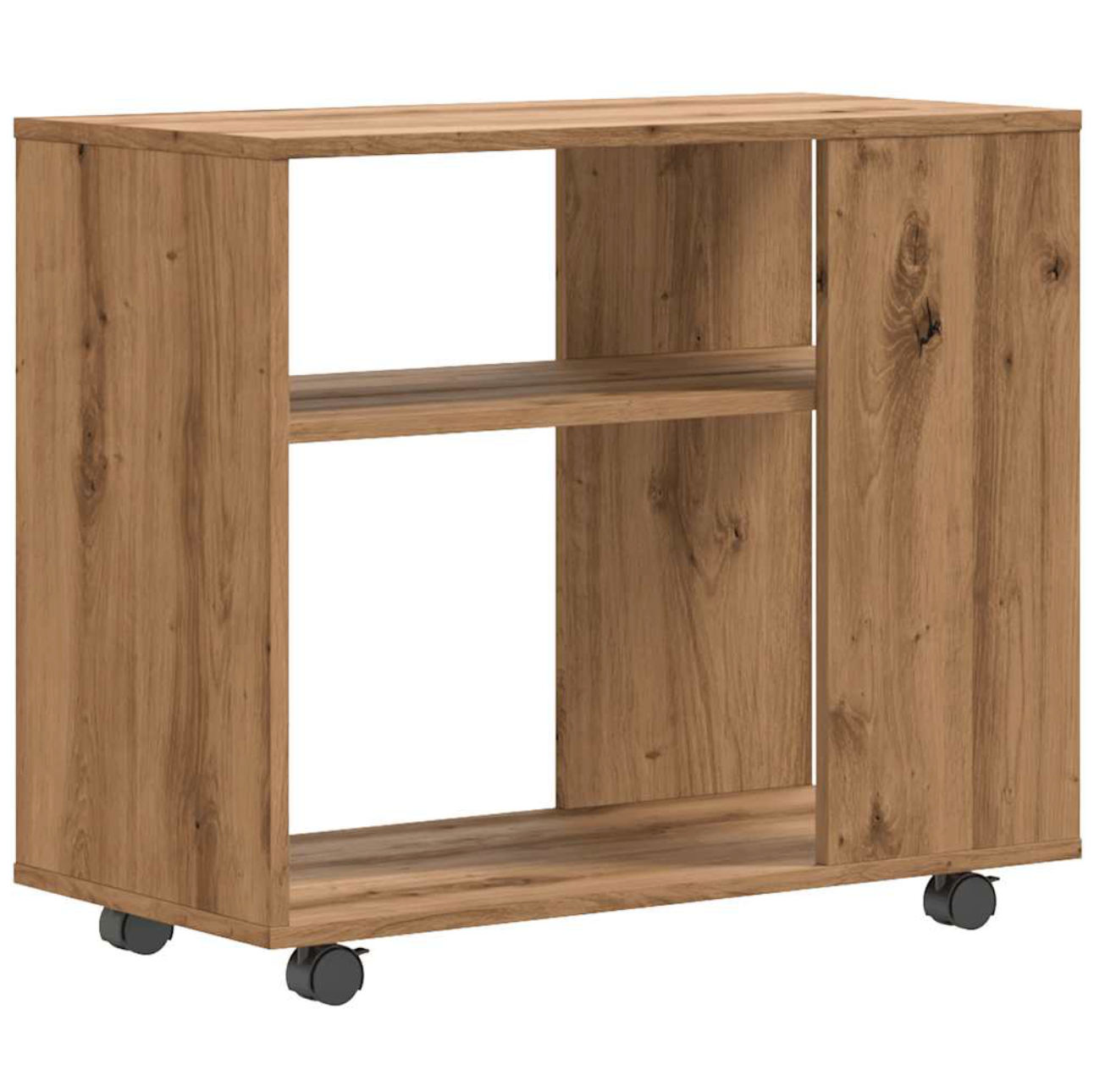 Bijzettafel Benjamin - bewerkt hout - met wieletjes