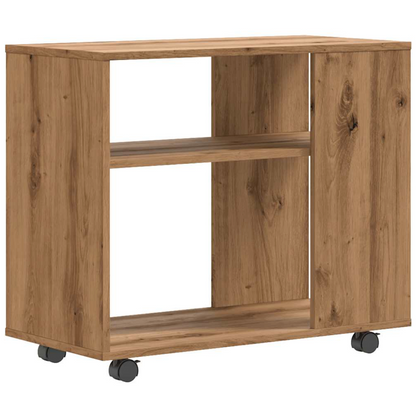 Bijzettafel Benjamin - bewerkt hout - met wieletjes