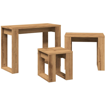 Bijzettafel Elliot - bewerkt hout - 3 delig