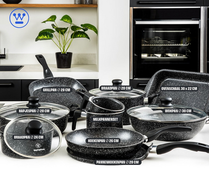 Westinghouse Hapjespan – Ø 32 cm – Inductie Pan – Inclusief Deksel – Black Marble