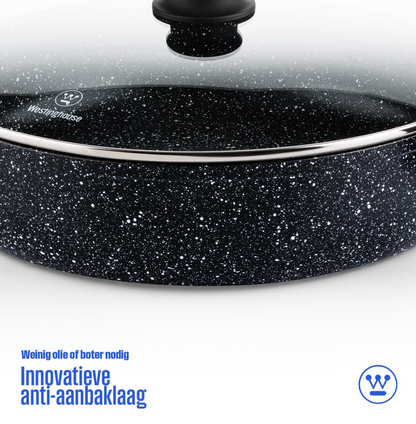 Westinghouse Hapjespan – Ø 32 cm – Inductie Pan – Inclusief Deksel – Black Marble