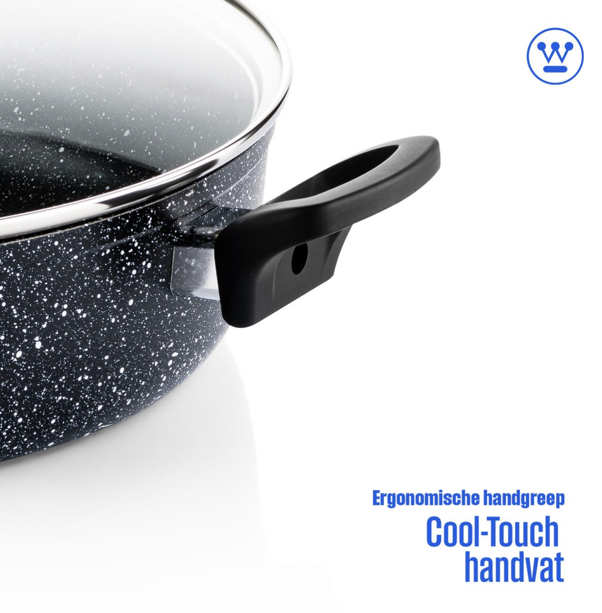Westinghouse Hapjespan – Ø 32 cm – Inductie Pan – Inclusief Deksel – Black Marble