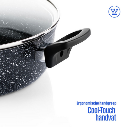 Westinghouse Hapjespan – Ø 32 cm – Inductie Pan – Inclusief Deksel – Black Marble