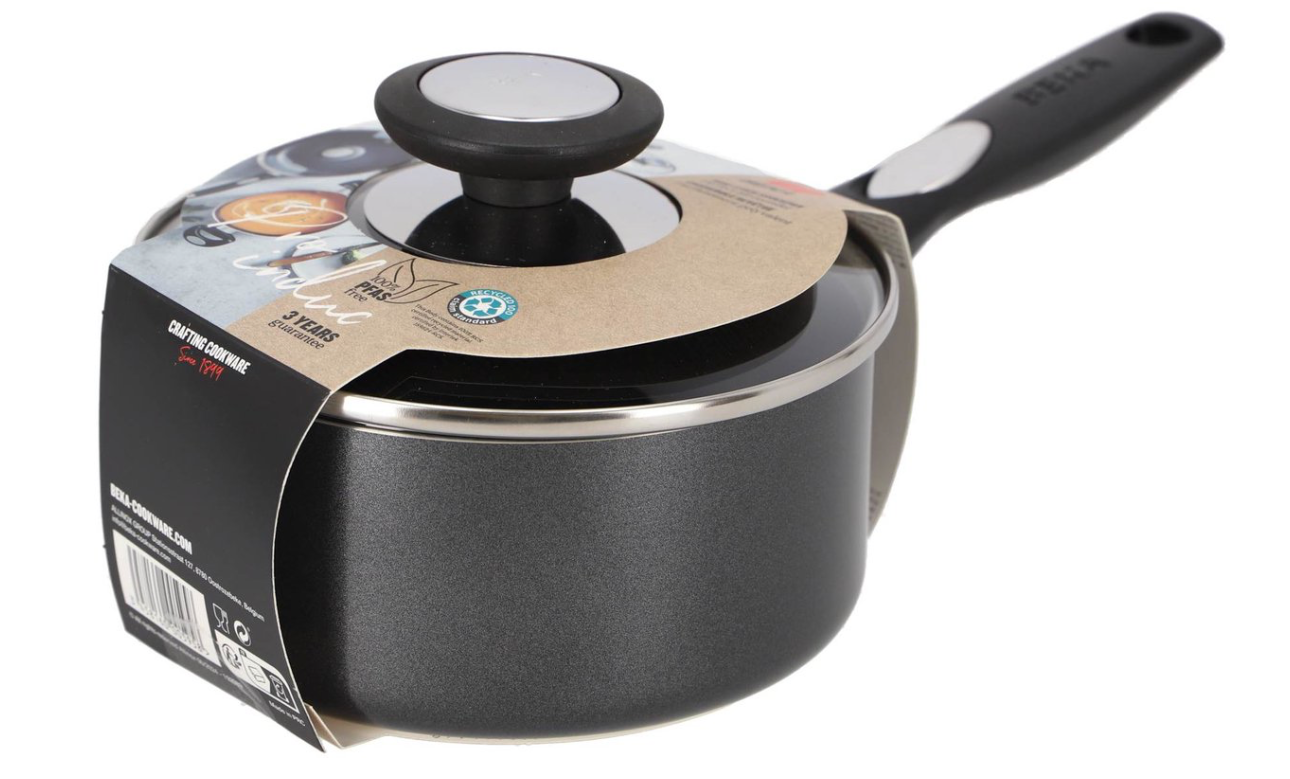 Beka Pro Induc Steelpan met Deksel en Keramische Antikleeflaag - PFAS vrij - Ø 16cm
