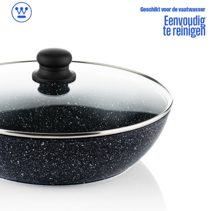 Westinghouse Wokpan Black Marble – Ø 30 cm – Inductie – Inclusief Deksel