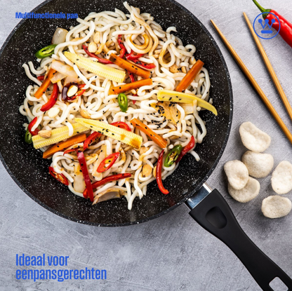 Westinghouse Wokpan Black Marble – Ø 30 cm – Inductie – Inclusief Deksel