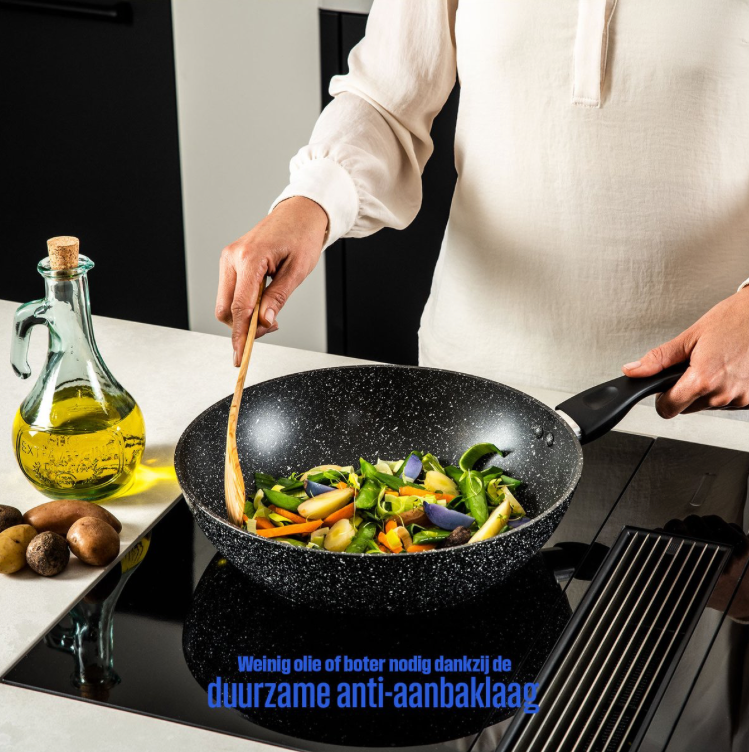 Westinghouse Wokpan Black Marble – Ø 30 cm – Inductie – Inclusief Deksel