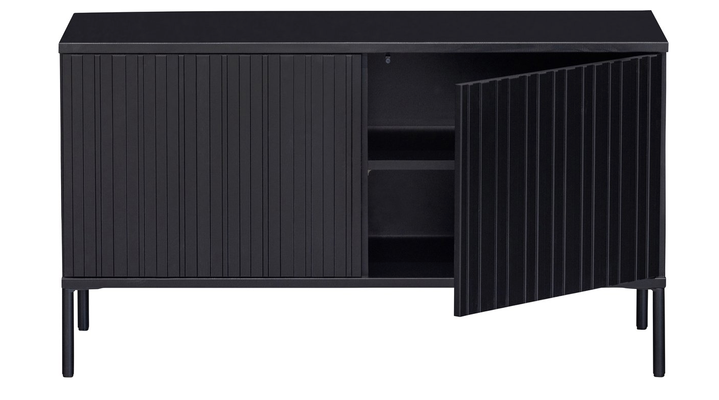 WOOOD New Gravure Tv Meubel - 56x100x44 cm - Grenen - Zwart
