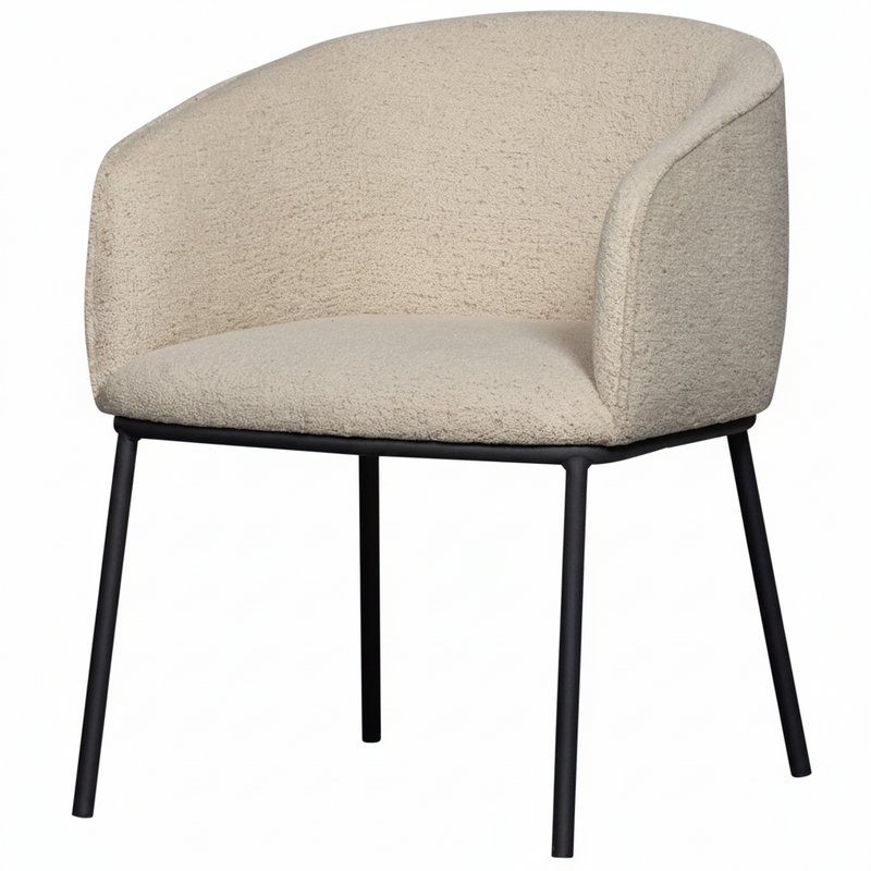 WOOOD Leon eetkamerstoel naturel bouclé | Retourdeal 50%