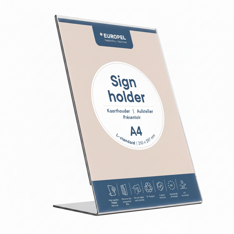 Kaarthouder Europel Staand L-standaard A4 Transparant | Retourdeal 30%