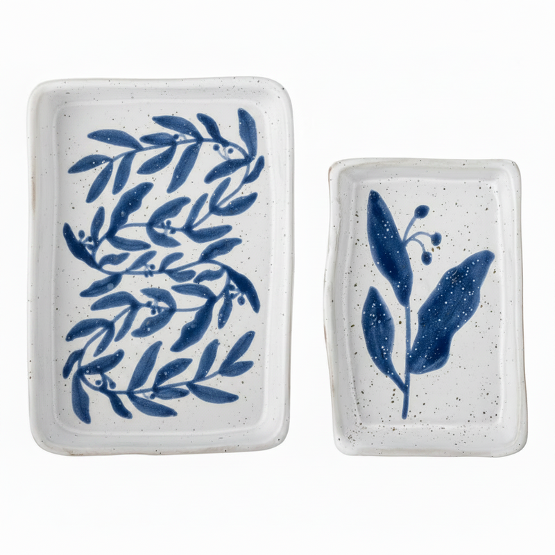 Bloomingville Aurora Schaal Blauw Aardewerk Set 2 | Retourdeal 50%