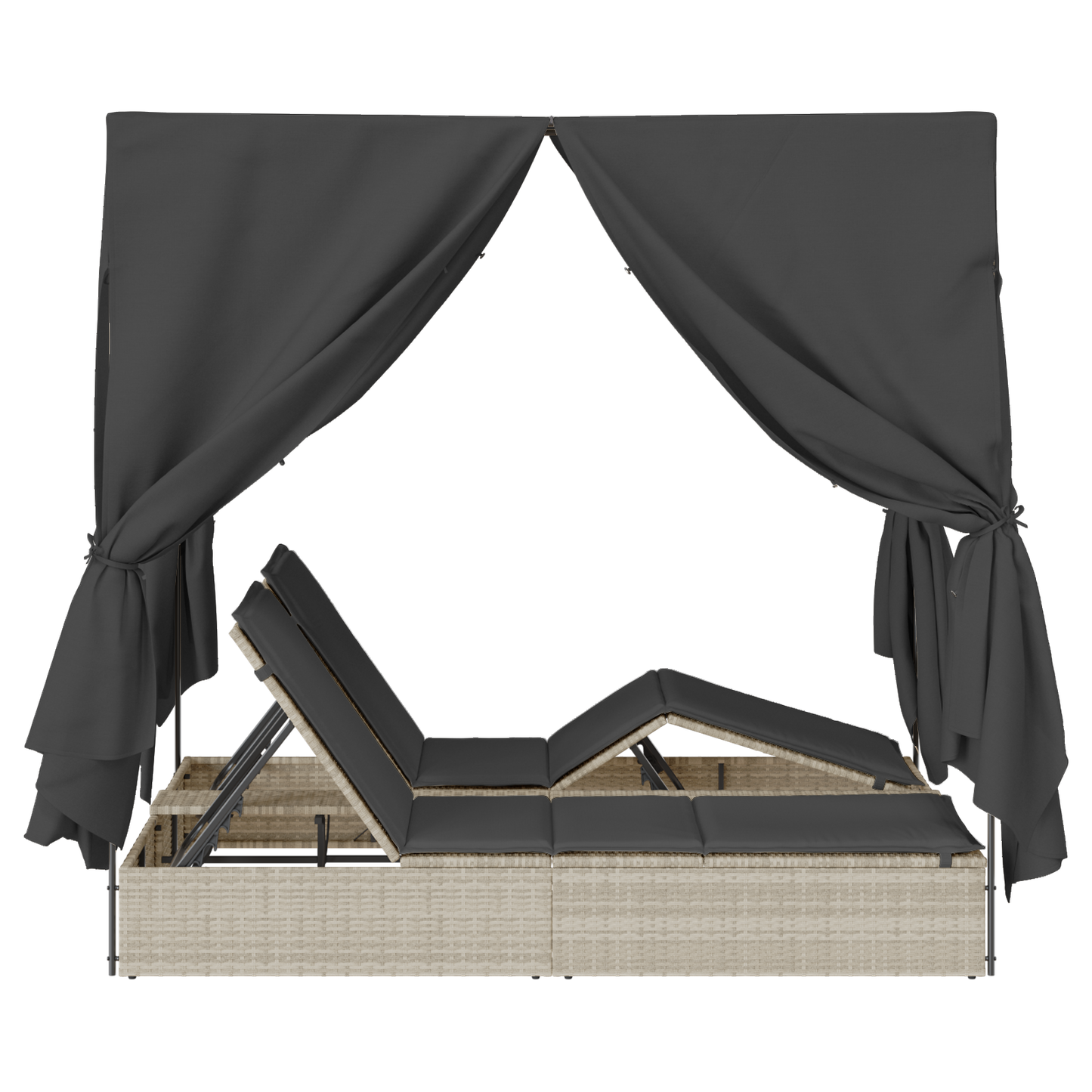 Ligbed Bo - 205 x 129 x 200 cm - verstelbaar - lichtgrijs
