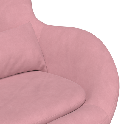 Fauteuil Bibi - fluweel - met voetsteun - roze
