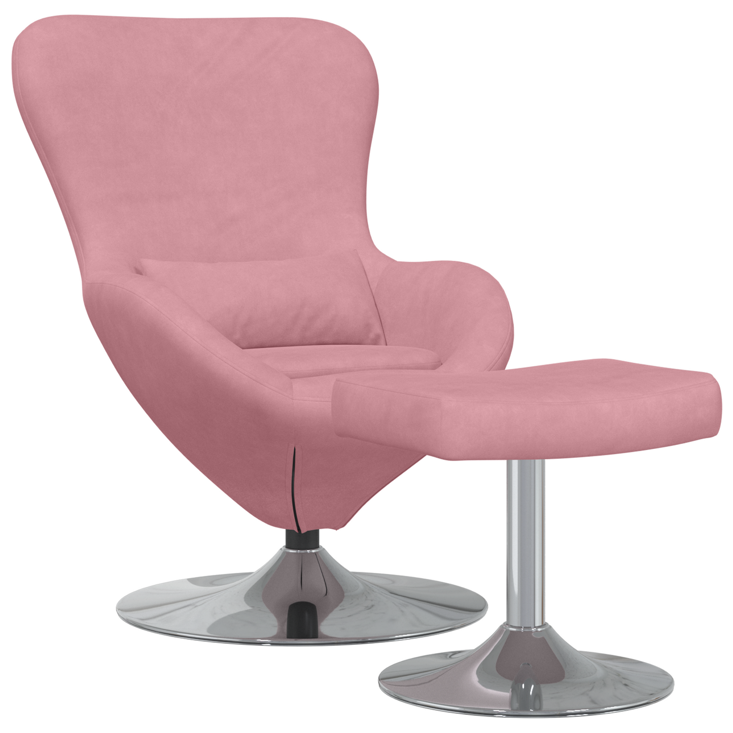 Fauteuil Bibi - fluweel - met voetsteun - roze