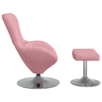 Fauteuil Bibi - fluweel - met voetsteun - roze