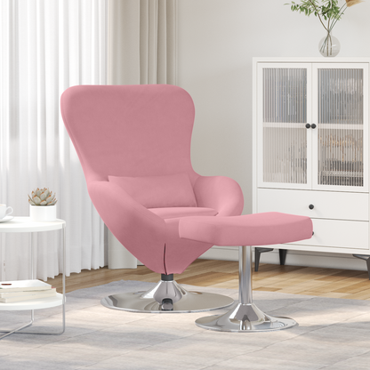 Fauteuil Bibi - fluweel - met voetsteun - roze