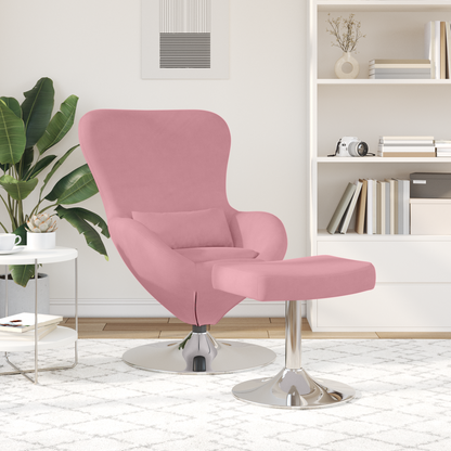 Fauteuil Bibi - fluweel - met voetsteun - roze
