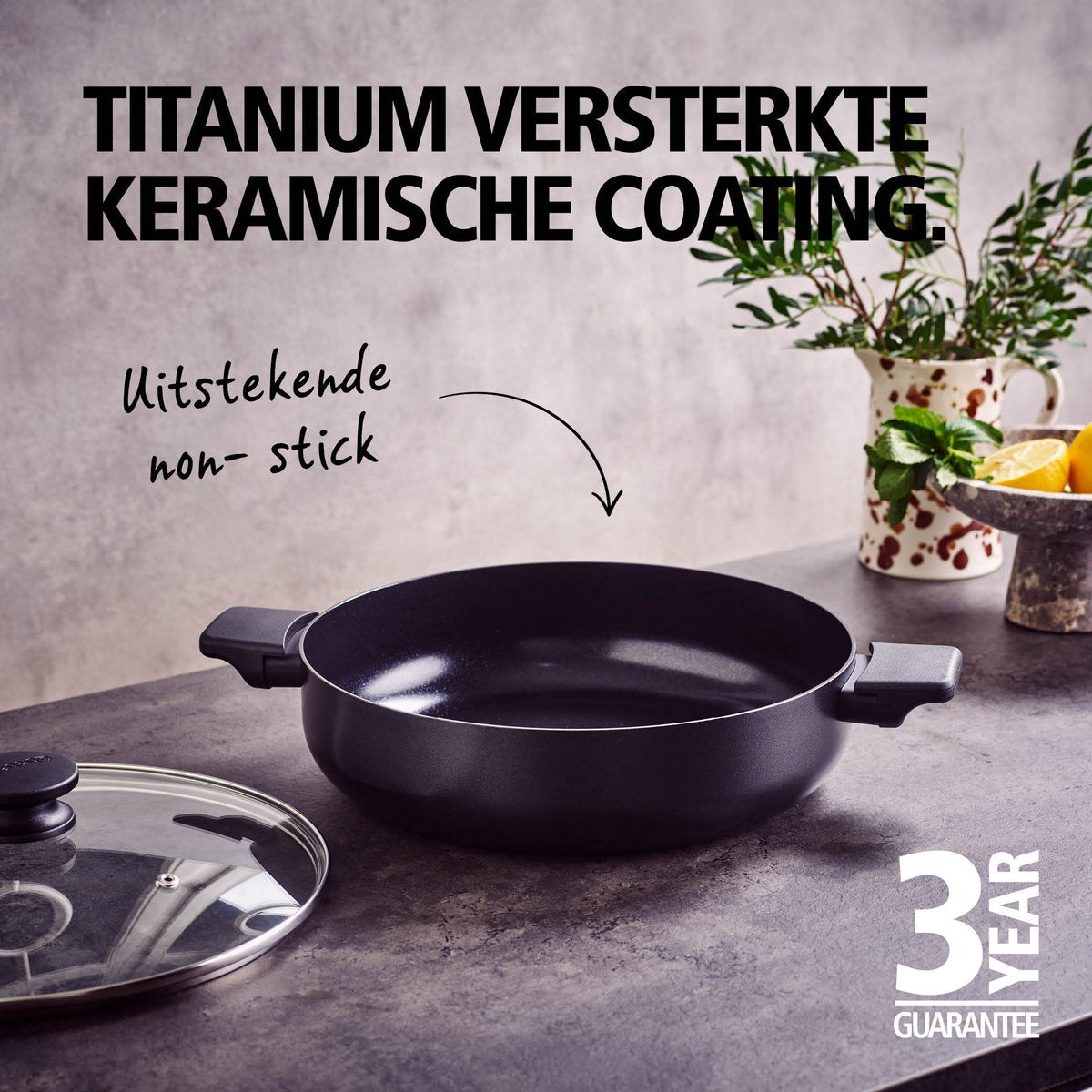 Brabantia VANTA Hapjespan met Deksel - Ø 28cm