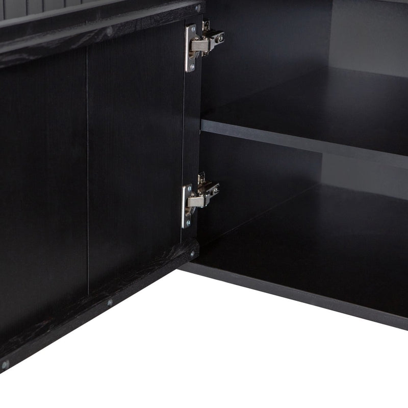WOOOD New Gravure Tv Meubel - 56x100x44 cm - Grenen - Zwart – extra afbeelding