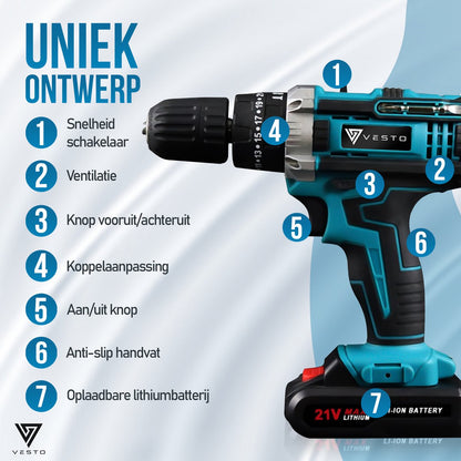 Vesto PowerDrive Accuboormachine incl. 2 Accu's