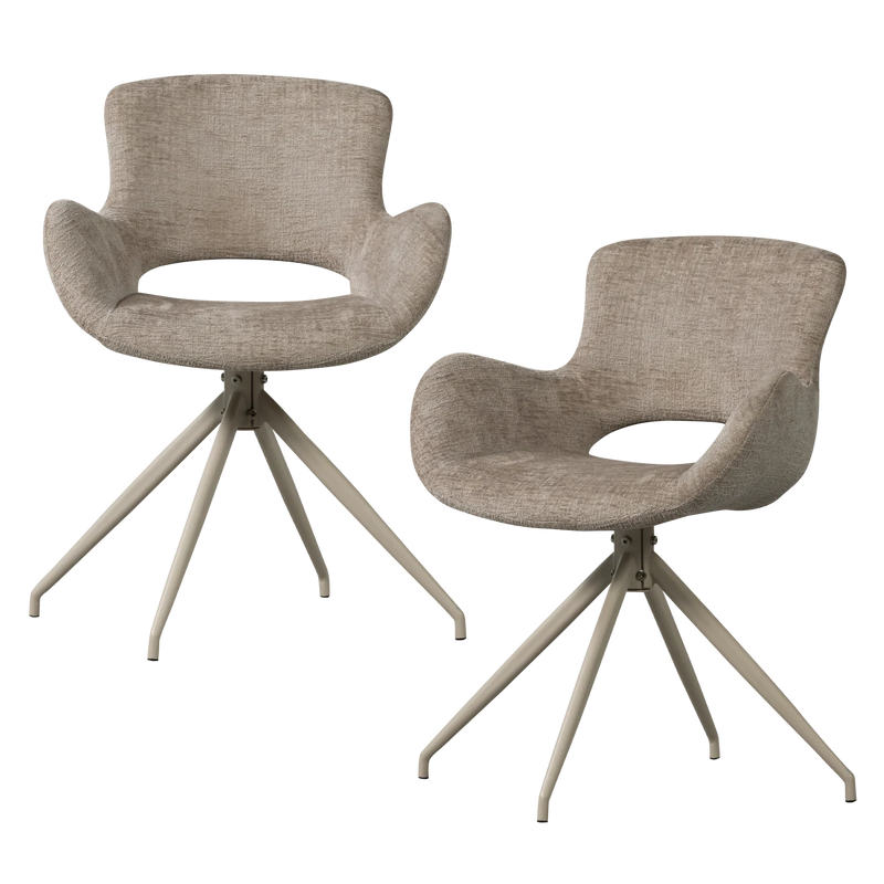WOOOD Eliva Eetkamerstoel Structure Zand Paars Set 2 | Retourdeal 40%